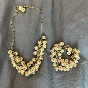 Anthropologie Letters Necklace and Bracelet Set